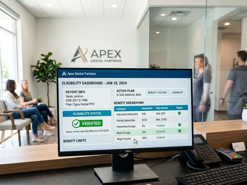 PatientXpress Real-Time Insurance Eligibility Dashboard showing verified patient status