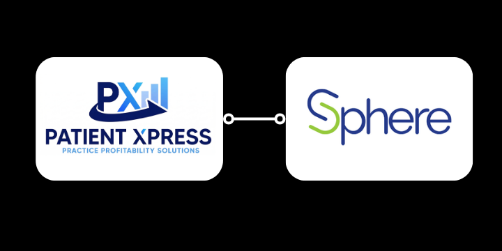 PatientXpress and SphereCommerce logos connected, representing dental payment integration